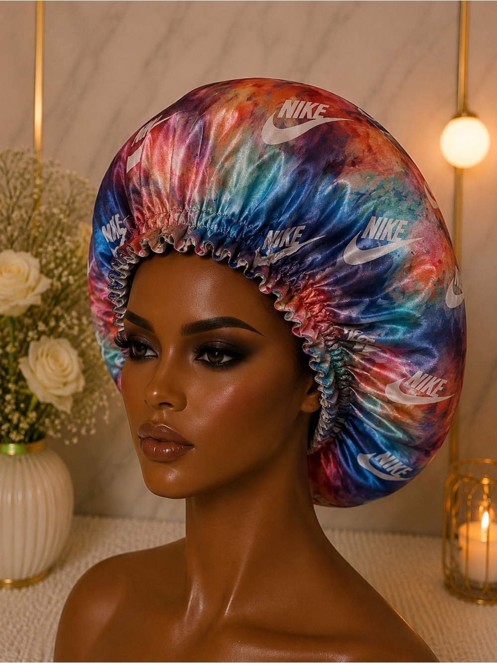 Nike Multicolor Tie-Dye Satin Bonnet - Blue, Purple, Red, Orange